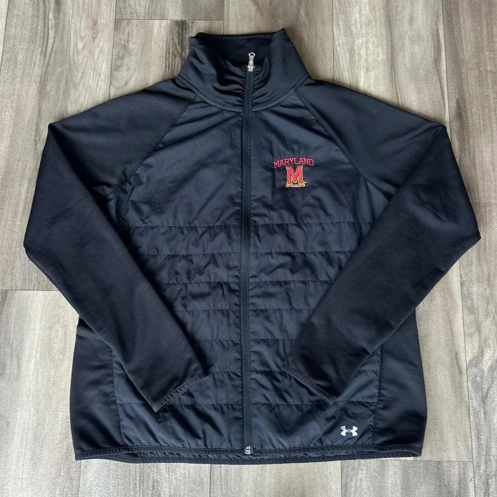 Under Armour Maryland Terrapins black quilted puffer jacket size M sweatshirt